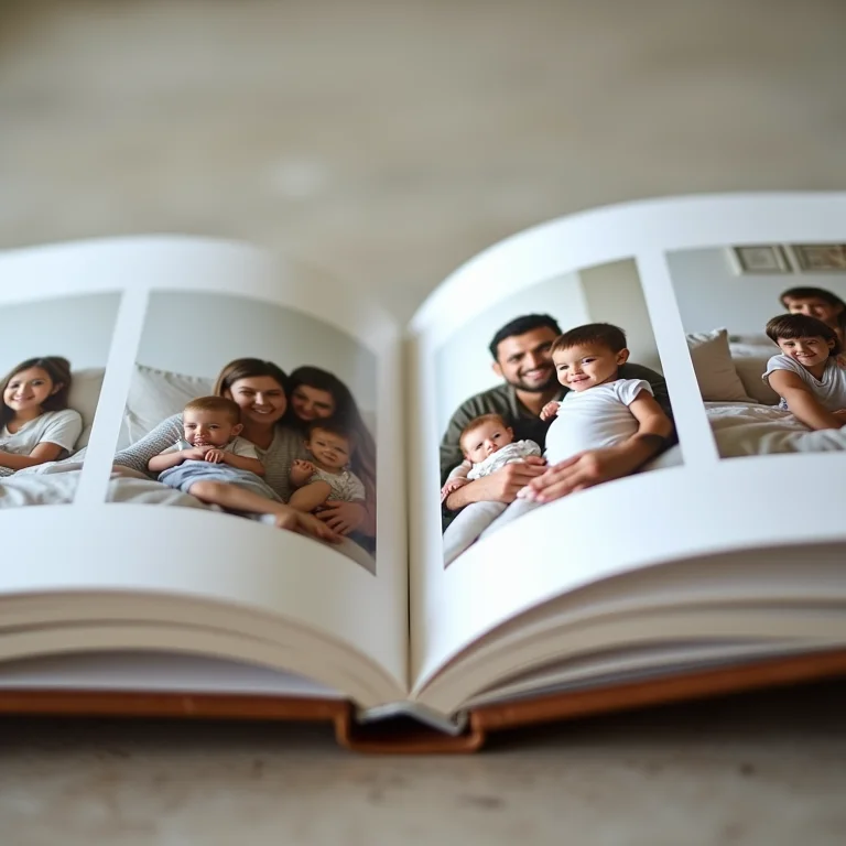 Álbum de fotos de família aberto