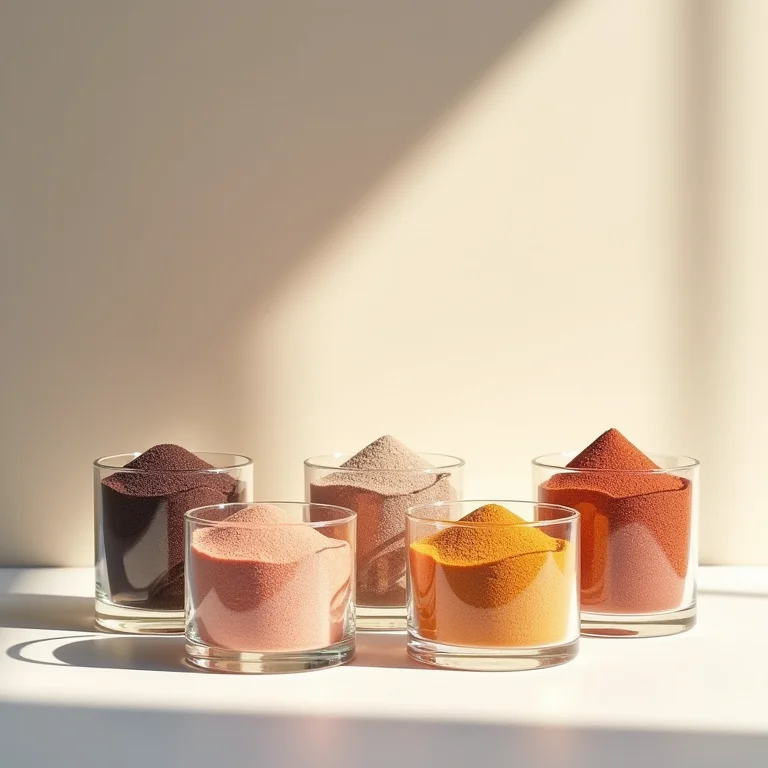 Amostras de areias monazíticas em diferentes tons.