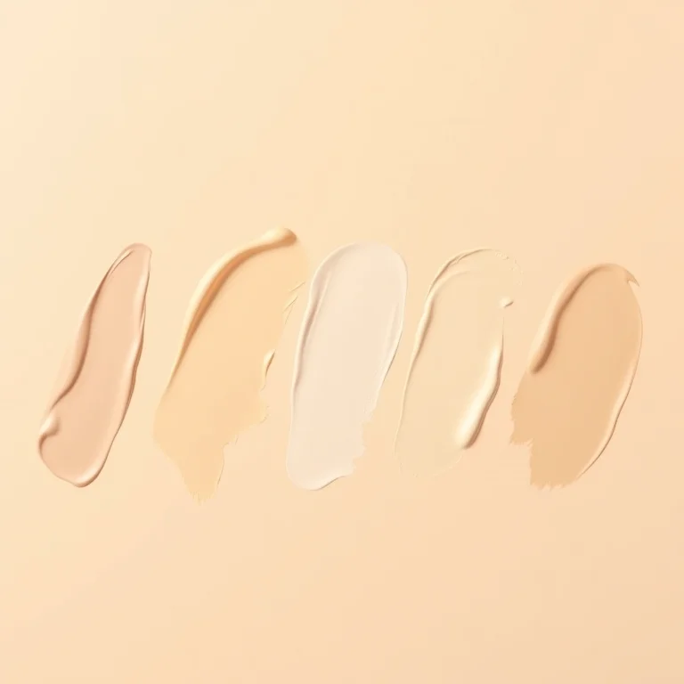 Amostras de diferentes tons de base para maquiagem