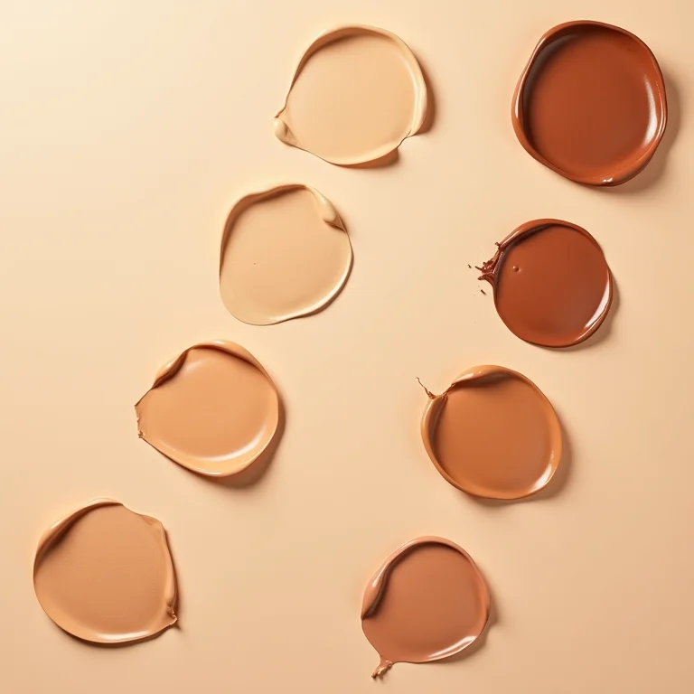 Amostras de diferentes tons de pele com olheiras e roda de cores.