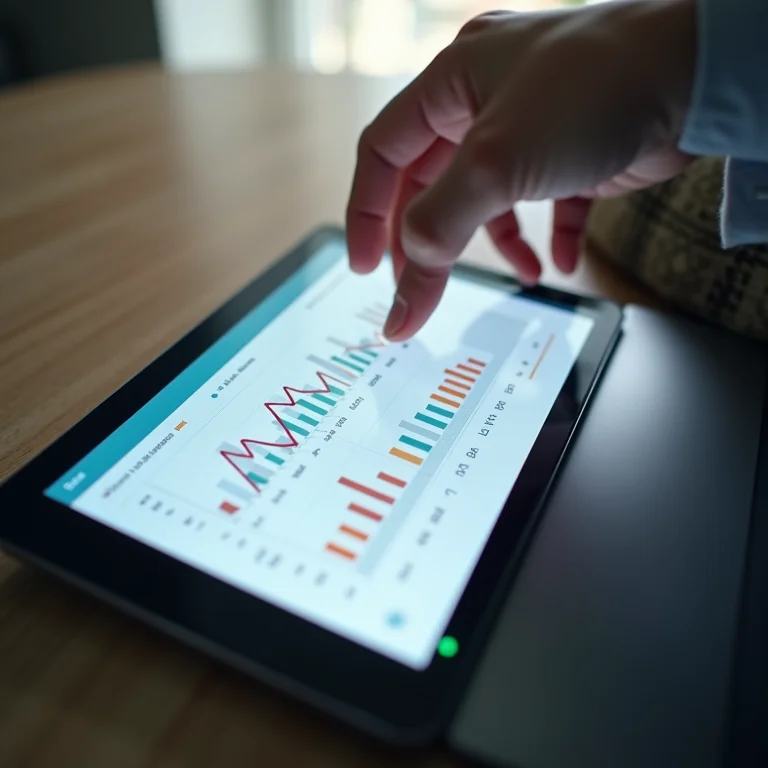 Análise de gastos: gráficos em tablet