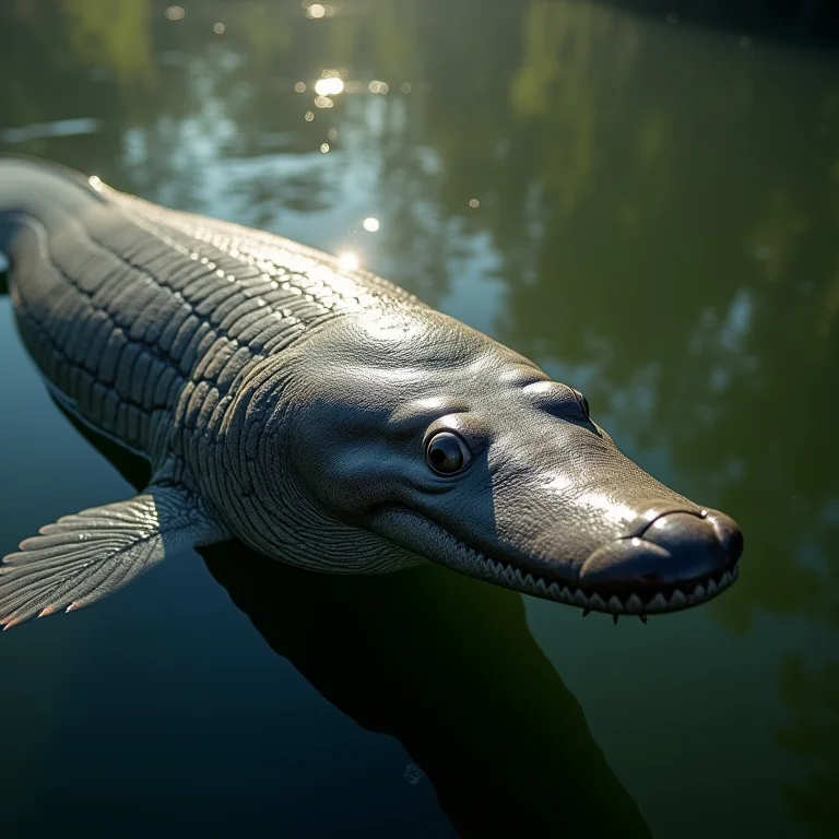 Arapaima nadando em rio amazônico
