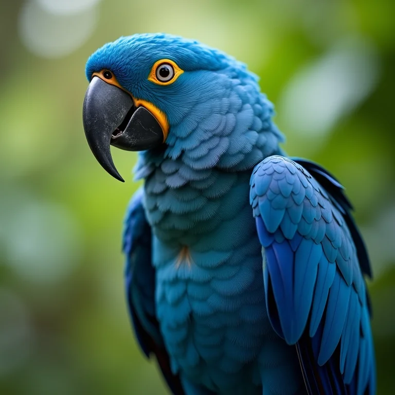 Arara-azul-grande empoleirada em galho