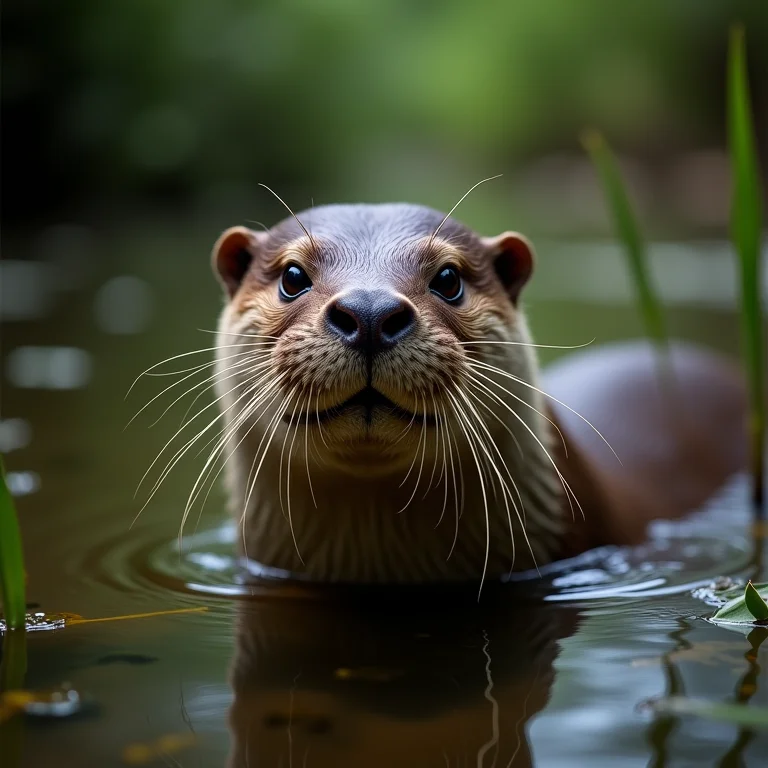 Ariranha nadando em rio amazônico