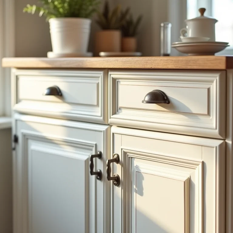 Armários de cozinha com detalhes retrô