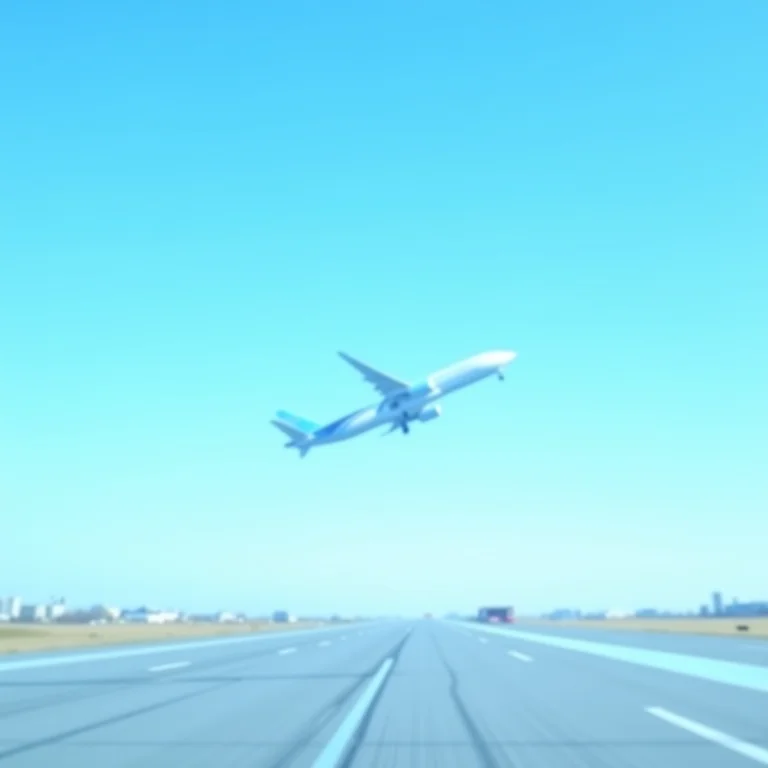 Avião aterrissando no Aeroporto Internacional de Boston Logan.