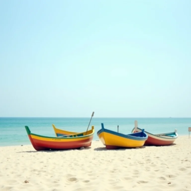 Barcos de pesca coloridos na Praia de Santo Antônio, Ilha de Itaparica