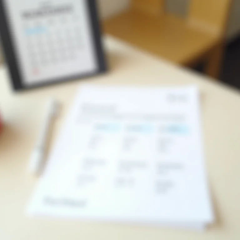 Boletim escolar com boas notas e calendário