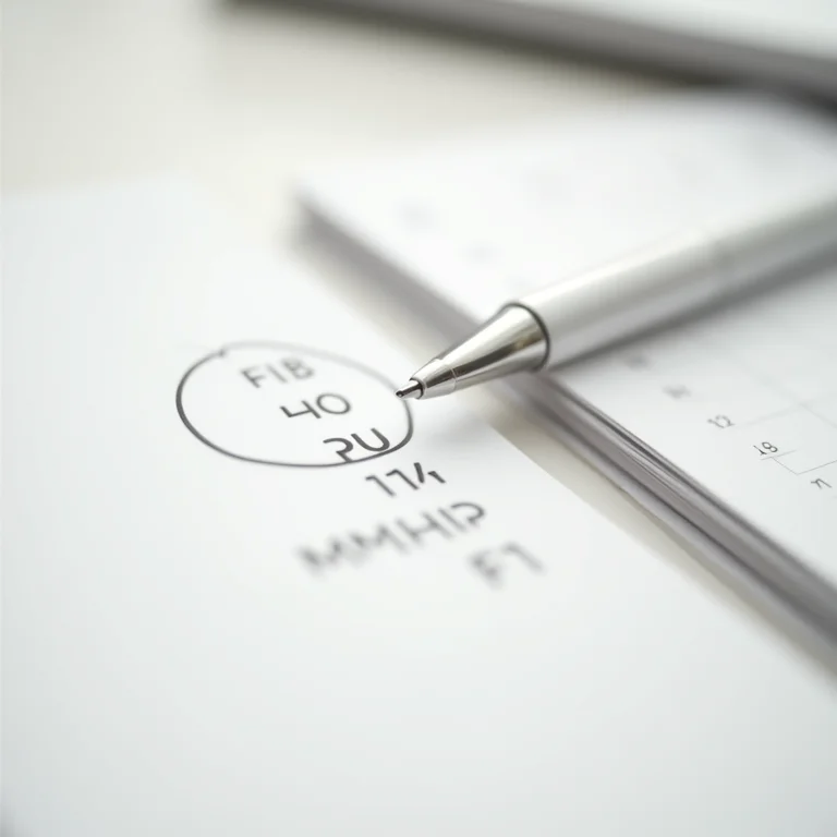 Calendário com uma data marcada e uma caneta sobre ele.