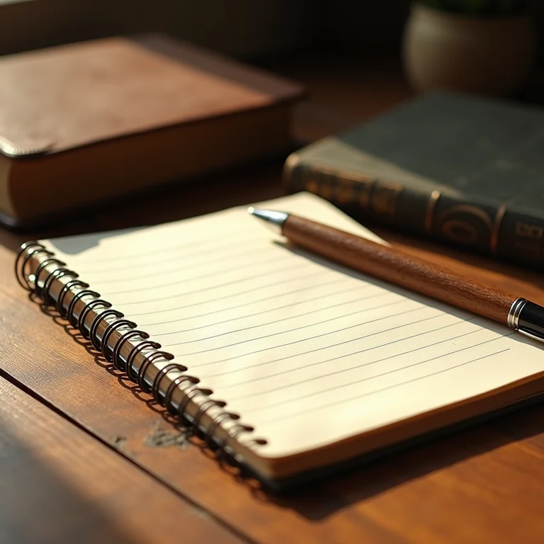 Cartões de índice antigos, cadernos e canetas para coletar informações