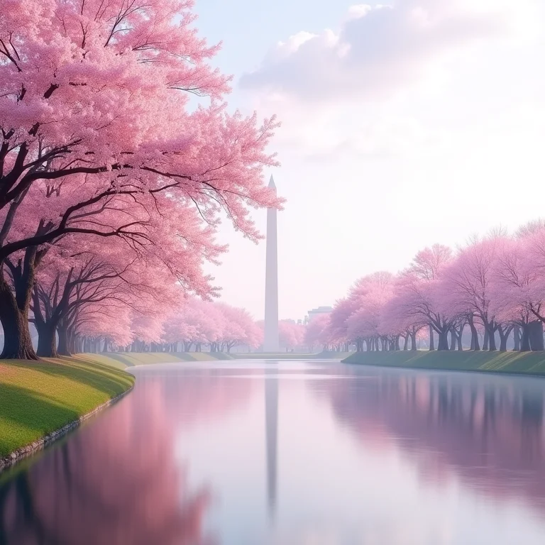 Cerejeiras em flor no Tidal Basin em Washington D.C.