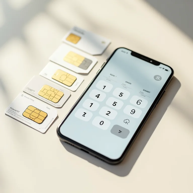 Chips de celular internacionais e calculadora