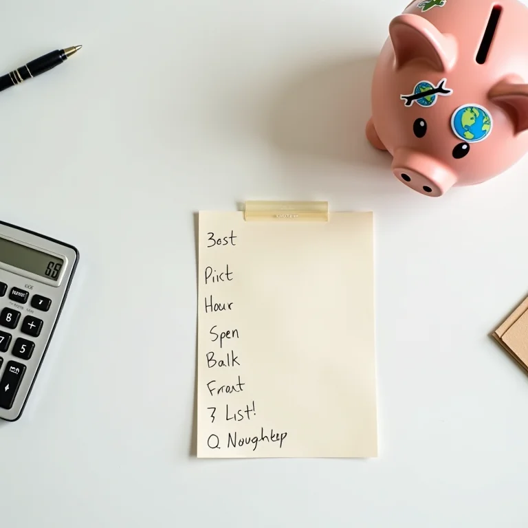 Cofre com adesivos de viagem e lista de despesas