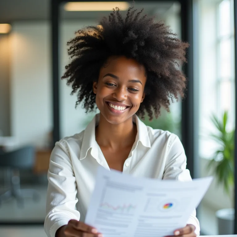 Consultora negra analisando orçamento.