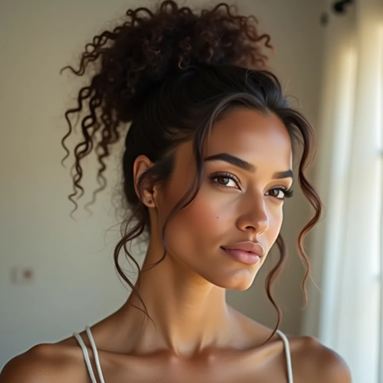 Coque alto despojado para cabelos lisos e finos