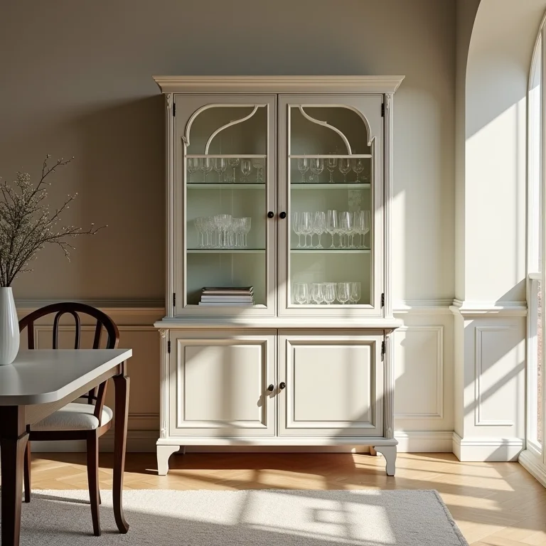 Cristaleira moderna em sala de jantar