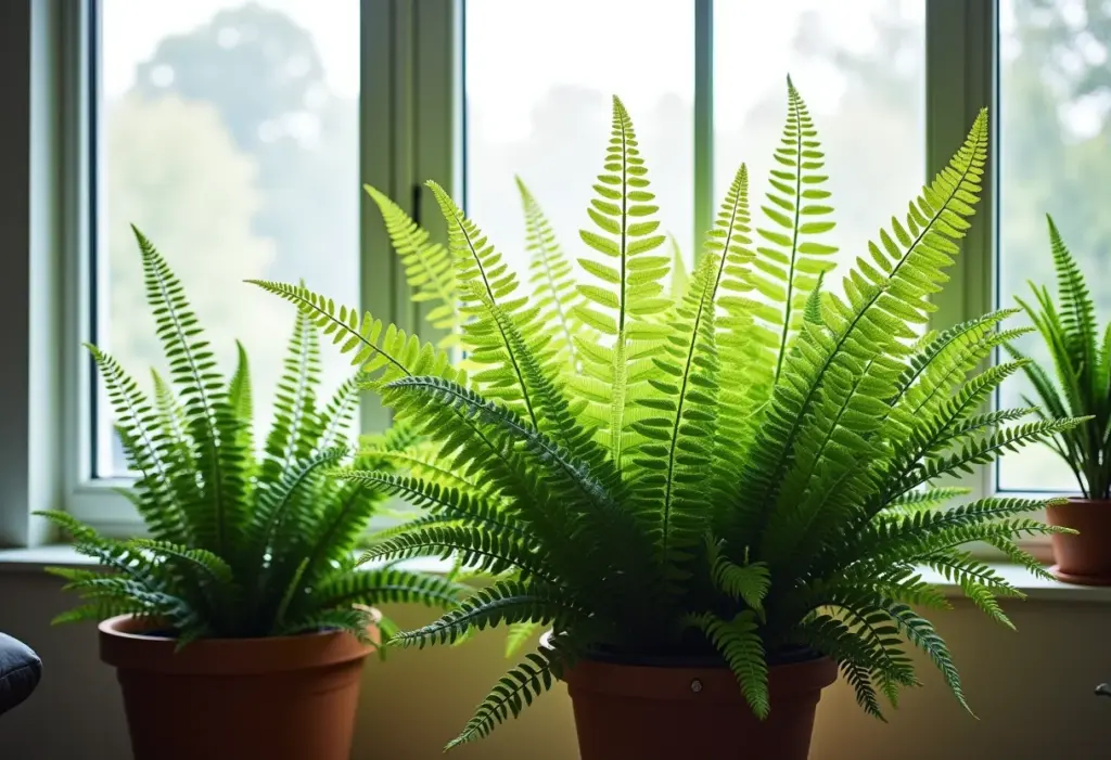 Decoração com samambaias: 5 erros que você precisa evitar Decoração elegante com diversas samambaias exuberantes.