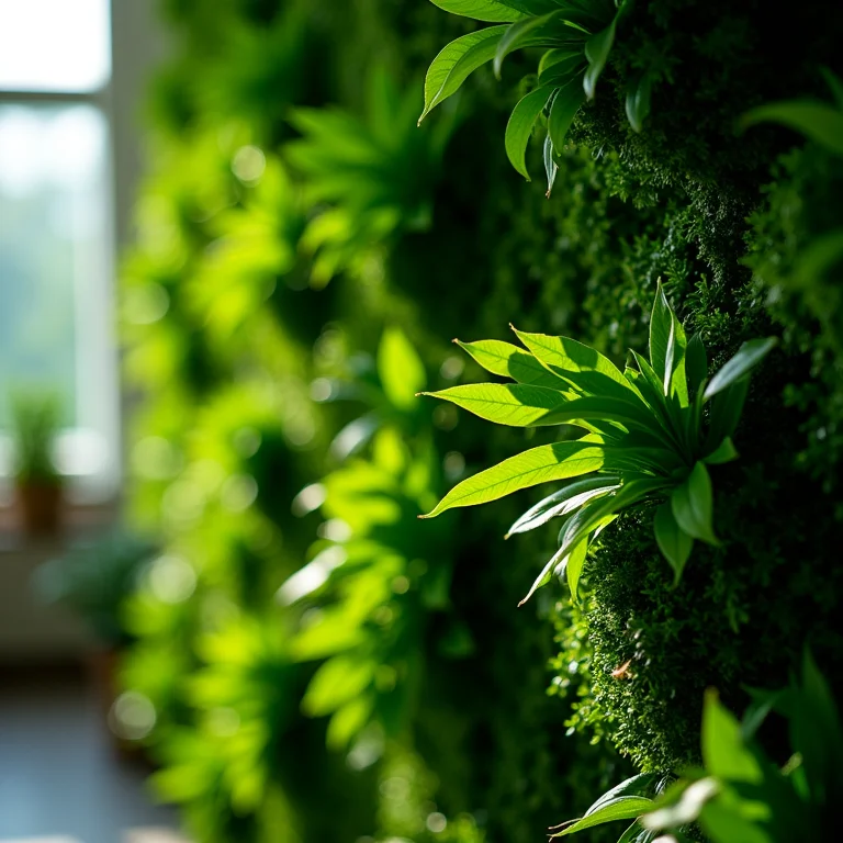 Detalhe de uma parede verde natural (viva)