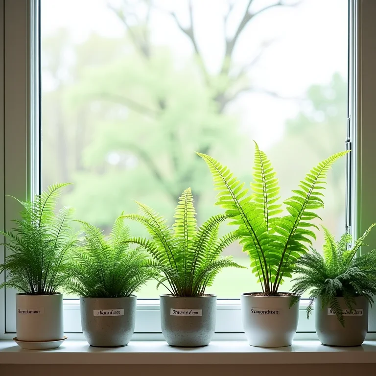 Diferentes tipos de samambaias.