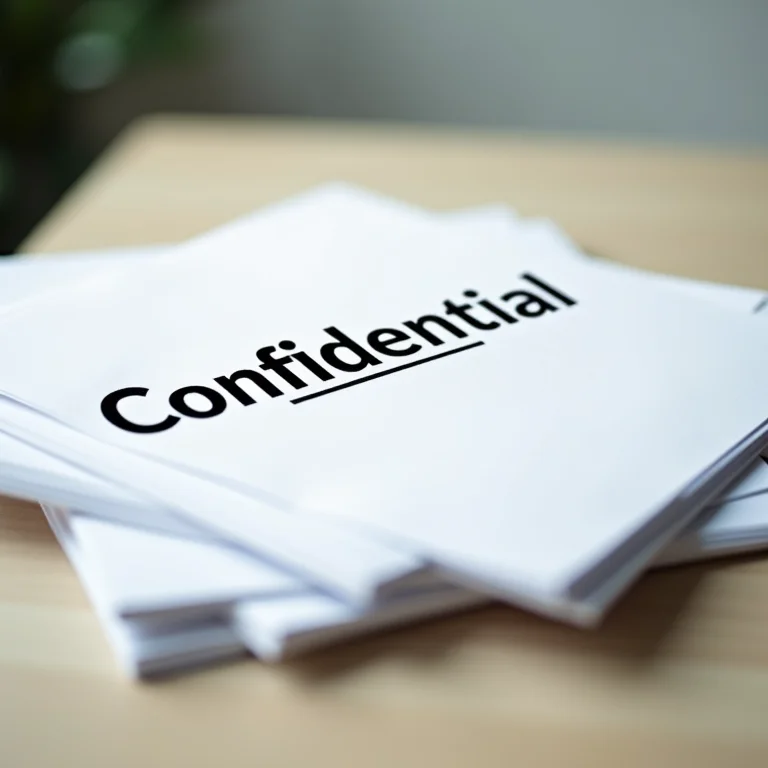 Documentos confidenciais empilhados.
