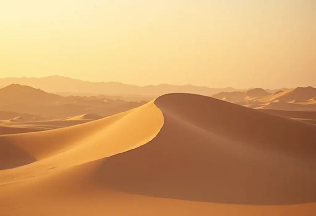 Dunas de areia douradas sob a luz suave do sol