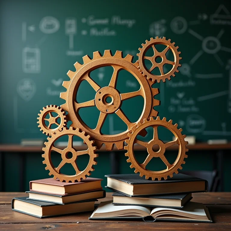 Engrenagens simbolizando a evolução da educação.