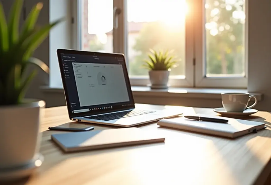 Foco do Windows: Descubra o segredo para turbinar sua concentração Espaço de trabalho minimalista com foco na interface do Windows Focus Assist.