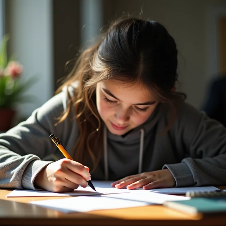 Estudante resolvendo questão de prova com foco
