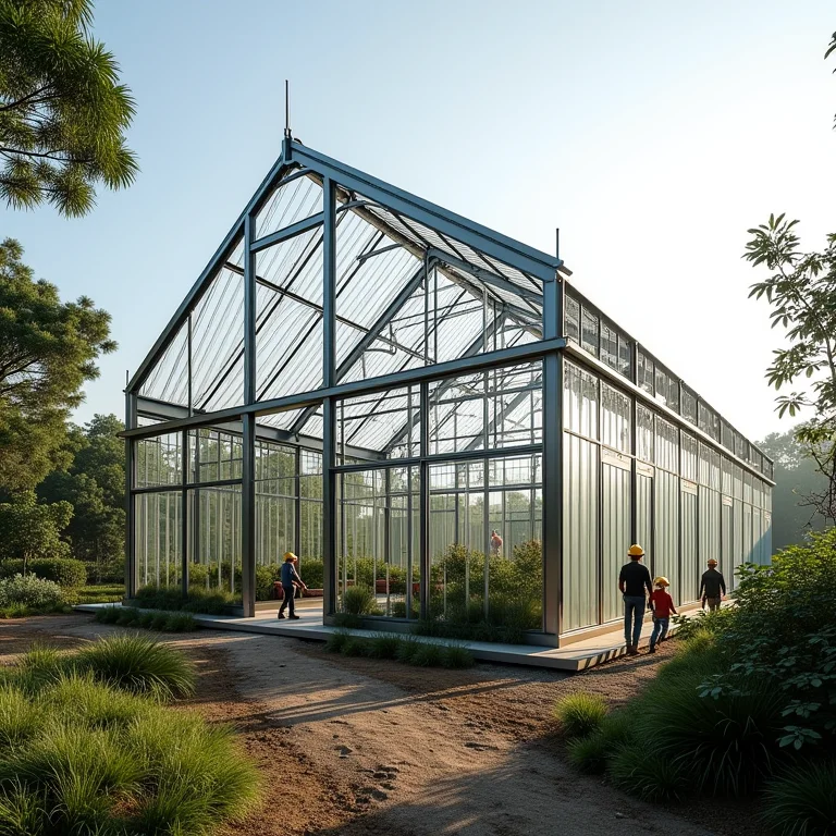 Etapas da construção da estufa do Jardim Botânico de Curitiba