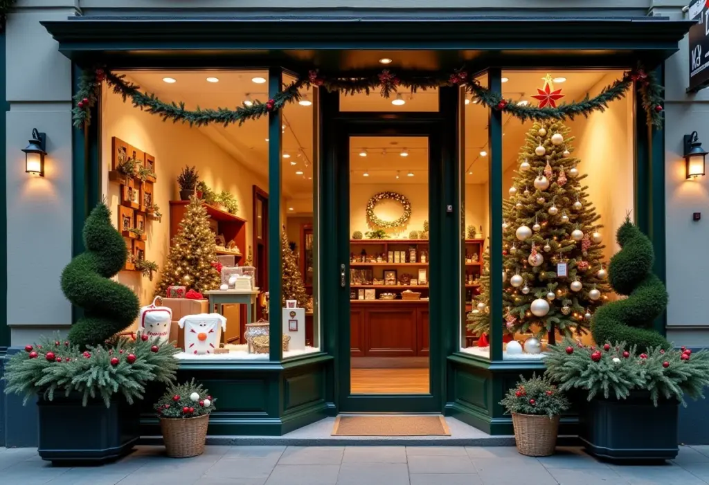 Decoração de Natal para Loja: 5 ideias criativas (e baratas) Fachada de loja decorada para o Natal com enfeites criativos e baratos