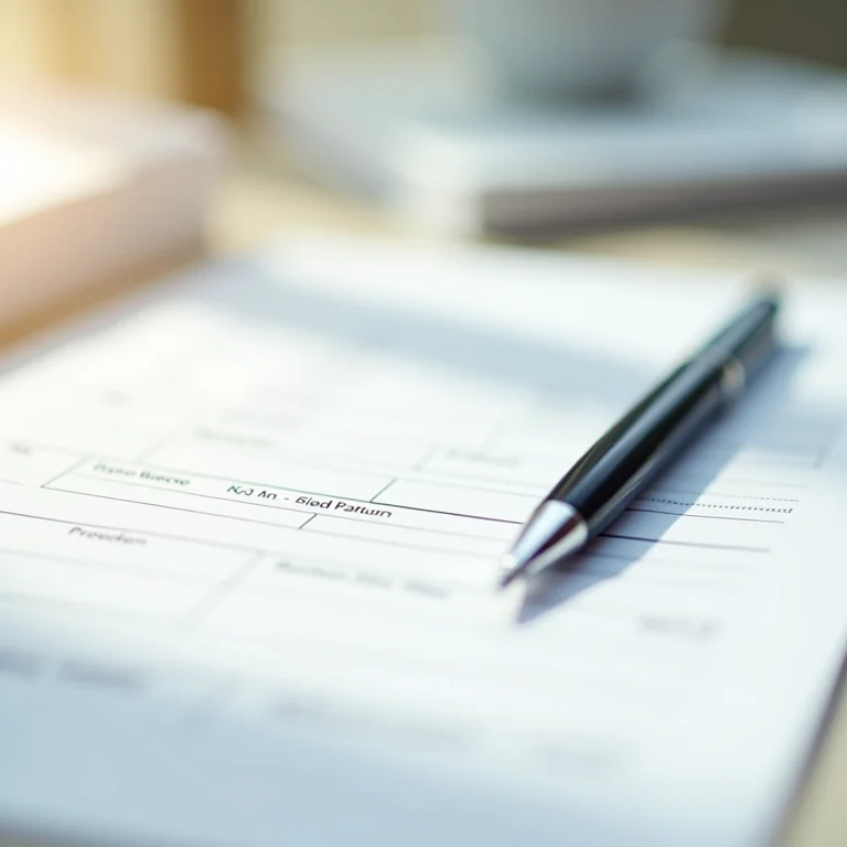 Formulário DS-160 com uma caneta em cima