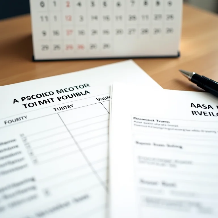 Formulários de visto, caneta e calendário marcando datas de viagem