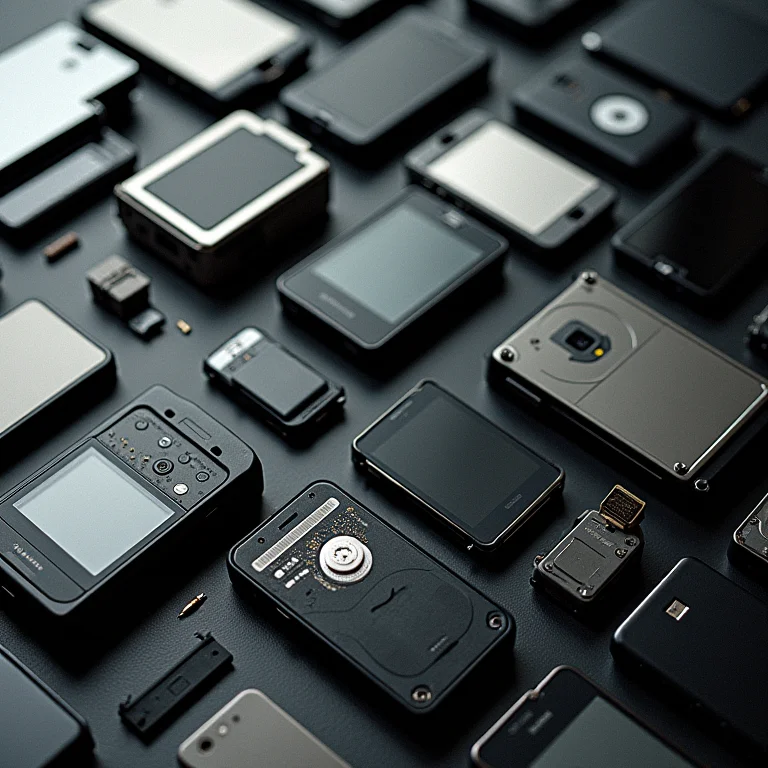 Gadgets tecnológicos quebrados dispostos em mesa