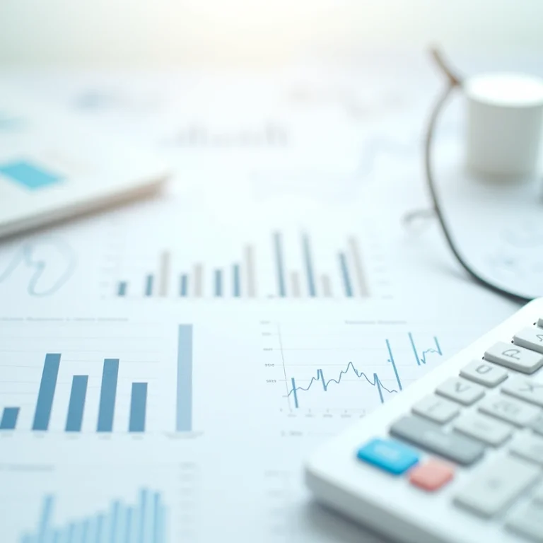Gráficos e calculadoras representando índices financeiros