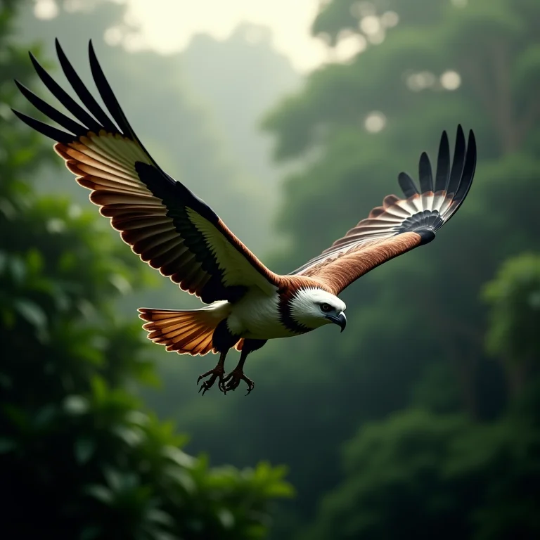 Harpia em voo sobre a floresta amazônica
