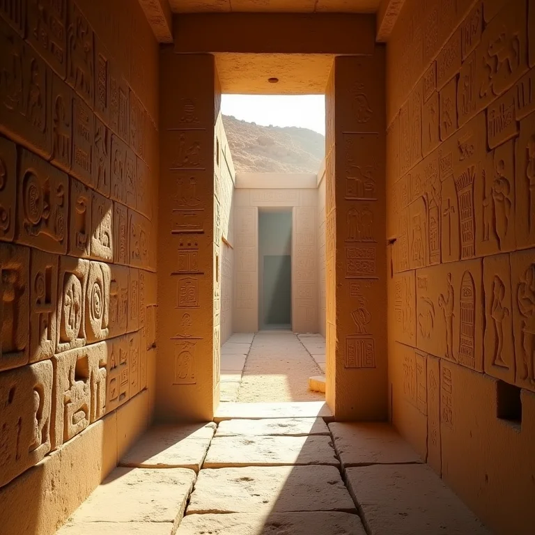 Hieróglifos em um templo egípcio desconhecido