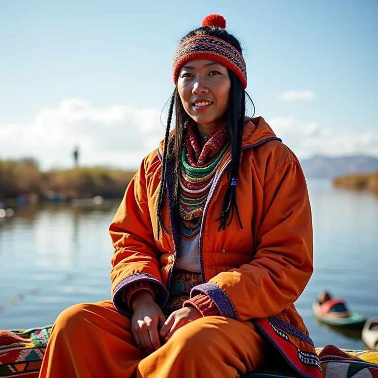 Ilhas flutuantes Uros no Lago Titicaca, Peru/Bolívia