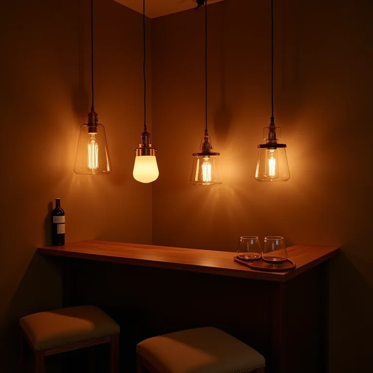 Iluminação ambiente em um bar.