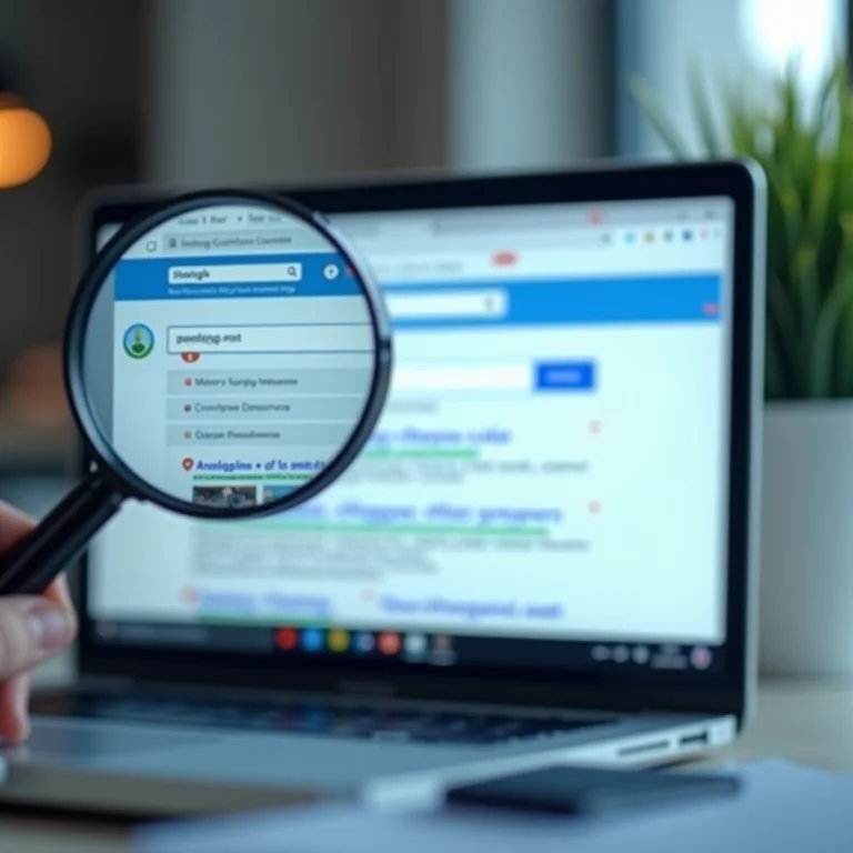 Interface de mecanismo de busca exibida em tela de laptop
