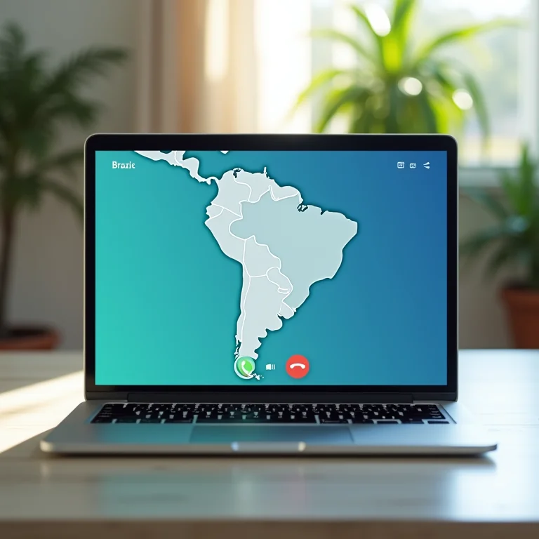 Interface de serviço de chamada online com mapa do Brasil ao fundo.