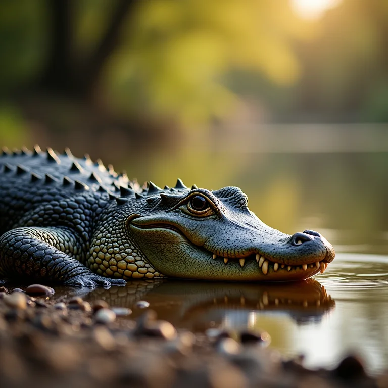 Jacaré-do-Pantanal ao sol