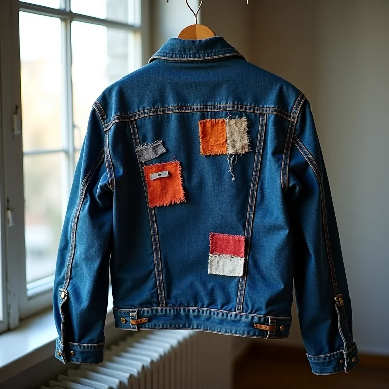 Jaqueta jeans customizada com tecido reciclado