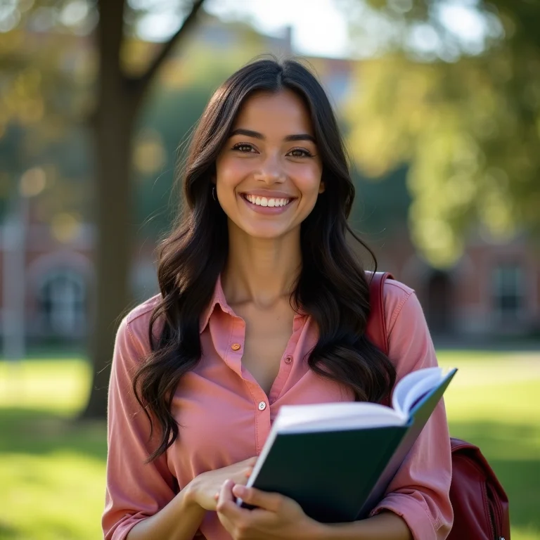 Latina estudando física ao ar livre