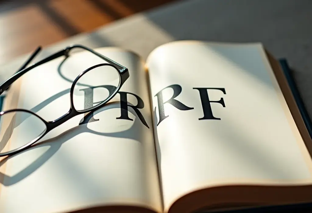 PRF: O guia definitivo para passar no concurso, sem segredos Livro aberto com 'PRF' em destaque e óculos de leitura