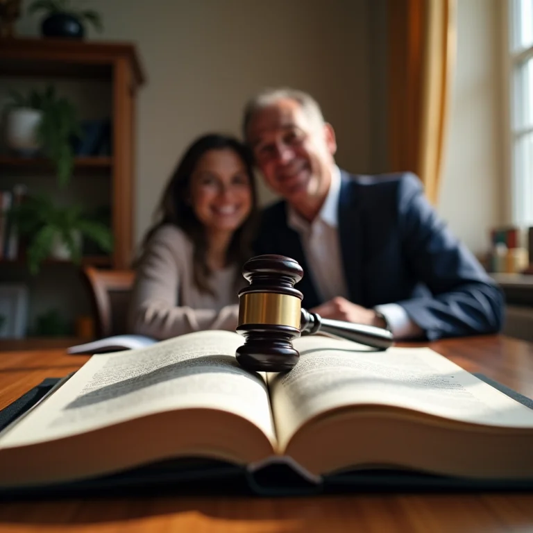 Livros de direito, martelo de juiz e retrato de família simbolizando o reconhecimento legal da multiparentalidade no Brasil