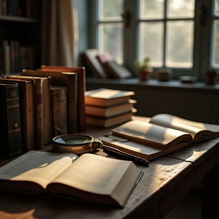 Livros e lupa representando pensamento crítico