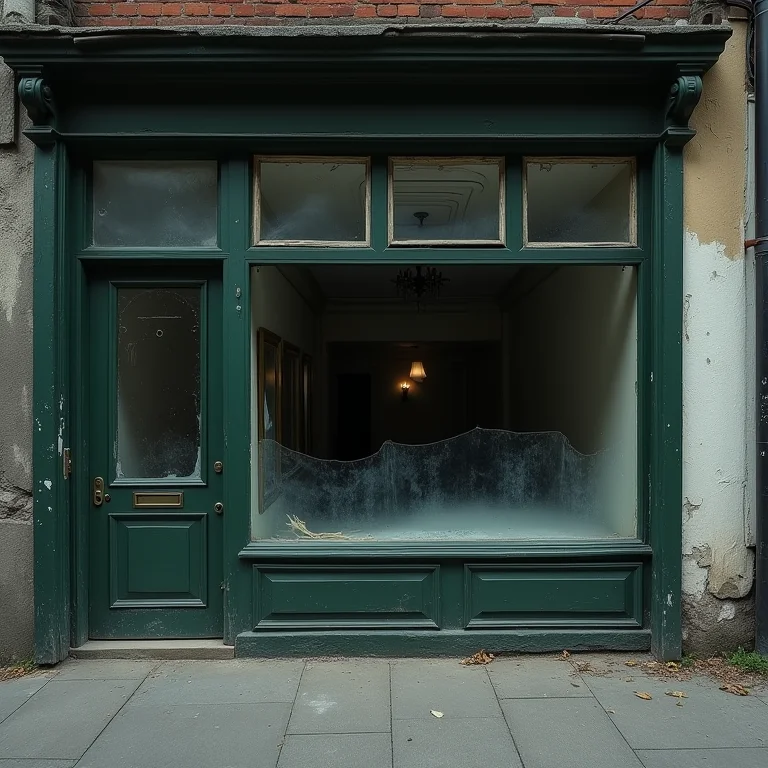 Loja abandonada com fachada desgastada