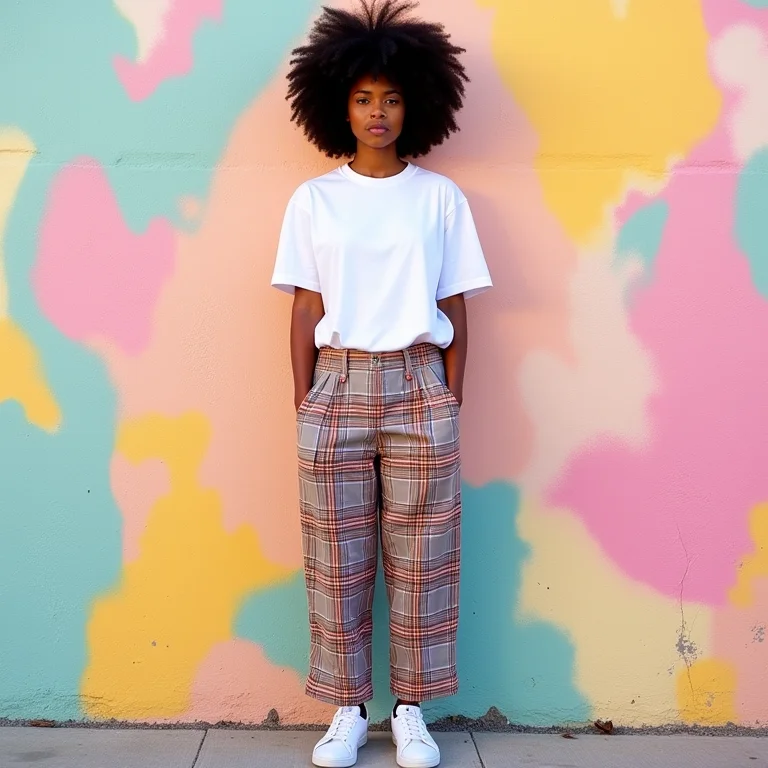 Look casual despojado com calça xadrez.