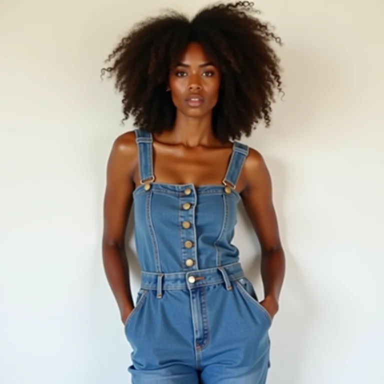 Macacão jeans com cintura marcada