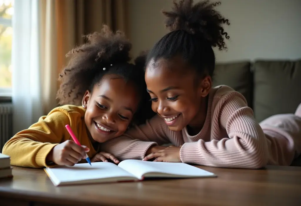 Educação Midiática: Por que ela é crucial na formação dos seus filhos Mãe negra ensinando filha sobre mídia digital